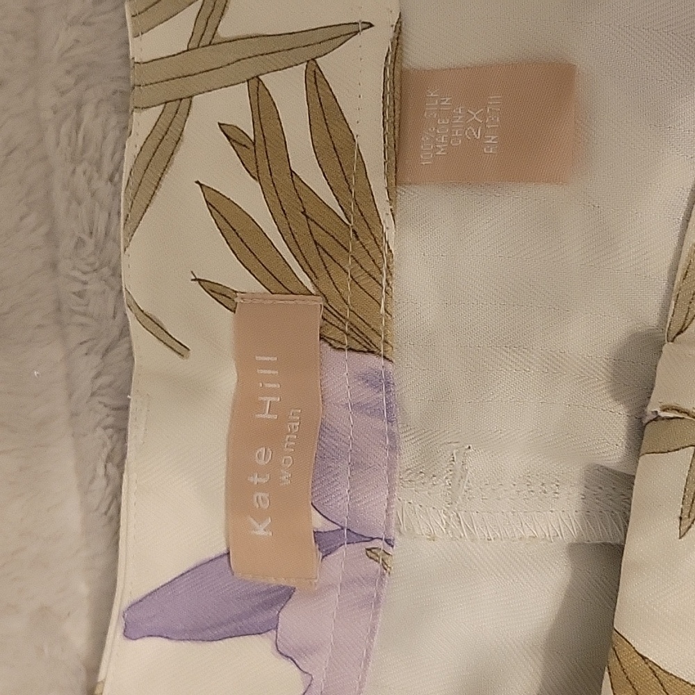 Kate Hill Women Pant Island Getway Beige Floral Multicolor Size 2X Sides Elastic - Picture 8 of 9